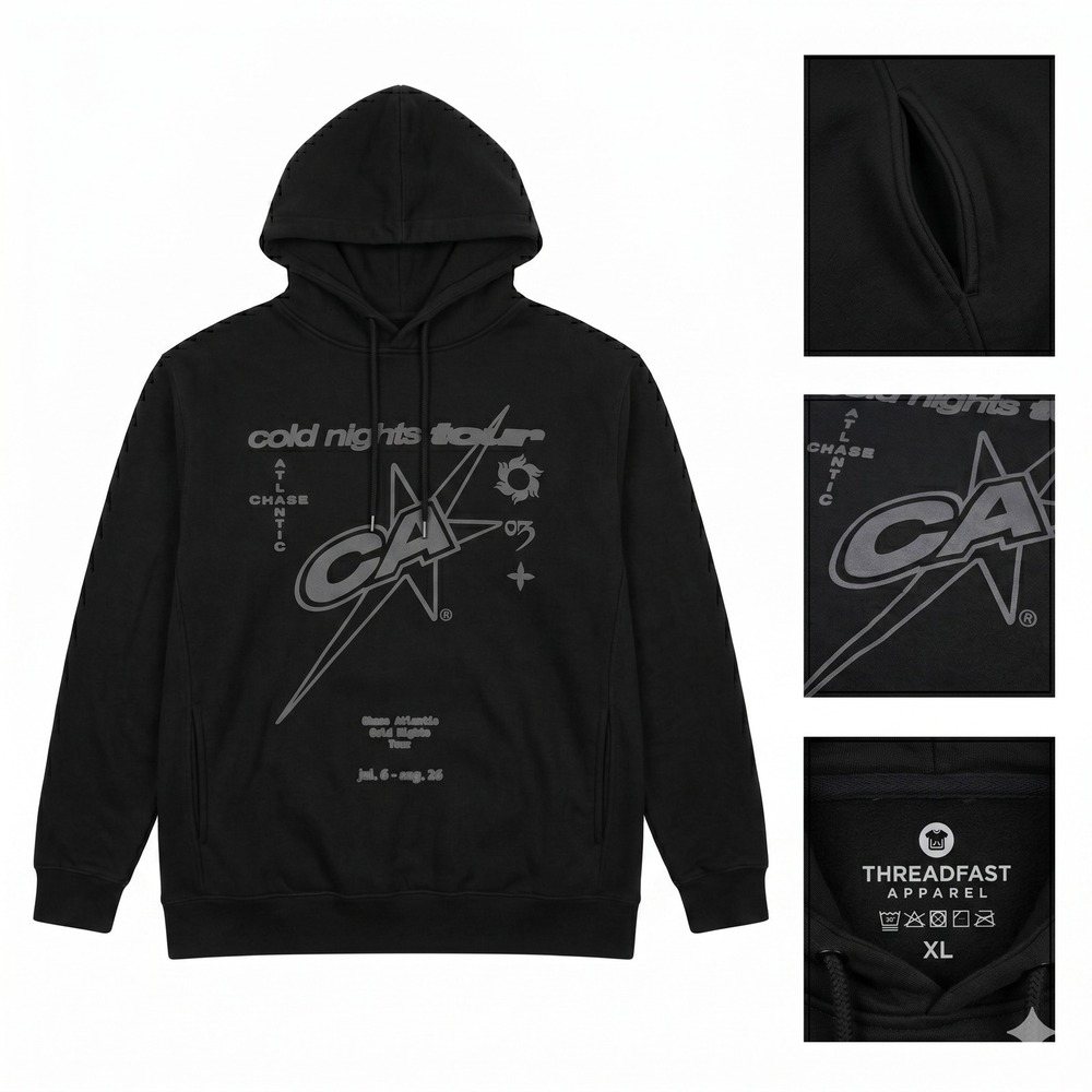 Chase Atlantic Cold Nights Tour Hoodie Mens XL‎ Black Tonal Band Merch 2022